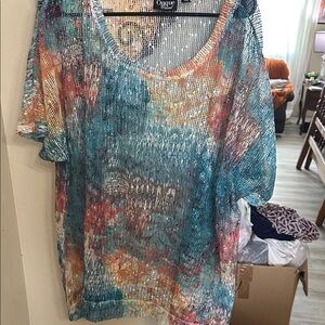 Onque Casuals Multicolor Mesh Blouse